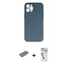 MARSİLYAN™- iPhone 12 Pro Max Kılıf Yadigar Yansıma Serisi - Şeffaf Uv Polymer Nano Ekran Koruyucu + Sarı Renkli Kamera Lens Koruma Cam