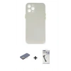 MARSİLYAN™- iPhone 12 Pro Max Kılıf Yadigar Yansıma Serisi - Şeffaf Uv Polymer Nano Ekran Koruyucu + Sarı Renkli Kamera Lens Koruma Cam