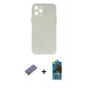 MARSİLYAN™- iPhone 12 Pro Max Kılıf Yadigar Yansıma Serisi - Siyah 18D Cam Ekran Koruyucu + Metal Kamera Lens Koruma Cam - GD