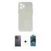 MARSİLYAN™- iPhone 12 Pro Max Kılıf Yadigar Yansıma Serisi - Siyah 18D Cam Ekran Koruyucu + Neon Fosforlu Kamera Lens - SI