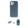 MARSİLYAN™- iPhone 12 Pro Max Kılıf Yadigar Yansıma Serisi - Siyah 18D Cam Ekran Koruyucu + Renkli Kamera Lens Koruma Cam - PE