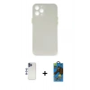 MARSİLYAN™- iPhone 12 Pro Max Kılıf Yadigar Yansıma Serisi - Siyah 18D Cam Ekran Koruyucu + Shine Kamera Lens - LT