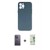 MARSİLYAN™- iPhone 12 Pro Max Kılıf Yadigar Yansıma Serisi - Siyah 20D Premium Cam Ekran Koruyucu + Beyaz Neon Fosforlu Kamera Lens