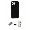 MARSİLYAN™- iPhone 12 Pro Max Kılıf Yadigar Yansıma Serisi - Siyah 20D Premium Cam Ekran Koruyucu + Metal Kamera Lens Koruma Cam - GD