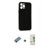 MARSİLYAN™- iPhone 12 Pro Max Kılıf Yadigar Yansıma Serisi - Siyah 20D Premium Cam Ekran Koruyucu + Metal Kamera Lens Koruma Cam - KI