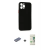 MARSİLYAN™- iPhone 12 Pro Max Kılıf Yadigar Yansıma Serisi - Siyah 20D Premium Cam Ekran Koruyucu + Renkli Kamera Lens Koruma Cam - MI
