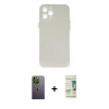 MARSİLYAN™- iPhone 12 Pro Max Kılıf Yadigar Yansıma Serisi - Siyah 20D Premium Cam Ekran Koruyucu + Neon Fosforlu Kamera Lens - YL