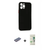 MARSİLYAN™- iPhone 12 Pro Max Kılıf Yadigar Yansıma Serisi - Siyah 20D Premium Cam Ekran Koruyucu + Renkli Kamera Lens Koruma Cam - PE