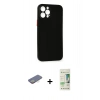 MARSİLYAN™- iPhone 12 Pro Max Kılıf Yadigar Yansıma Serisi - Siyah 20D Premium Cam Ekran Koruyucu + Renkli Kamera Lens Koruma Cam - SI