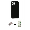 MARSİLYAN™- iPhone 12 Pro Max Kılıf Yadigar Yansıma Serisi - Siyah 20D Premium Cam Ekran Koruyucu + Shine Kamera Lens Koruma Cam - SABE