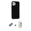 MARSİLYAN™- iPhone 12 Pro Max Kılıf Yadigar Yansıma Serisi - Siyah 20D Premium Cam Ekran Koruyucu + Shine Kamera Lens Koruma Cam - SH