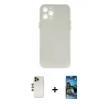 MARSİLYAN™- iPhone 12 Pro Max Kılıf Yadigar Yansıma Serisi - Siyah 34D Izgaralı Cam + Shine Kamera Lens - GD