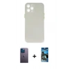 MARSİLYAN™- iPhone 12 Pro Max Kılıf Yadigar Yansıma Serisi - Siyah 34D Izgaralı Cam + Neon Fosforlu Kamera Lens - MI