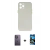 MARSİLYAN™- iPhone 12 Pro Max Kılıf Yadigar Yansıma Serisi - Siyah 34D Izgaralı Cam + Neon Fosforlu Kamera Lens - BZ