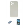MARSİLYAN™- iPhone 12 Pro Max Kılıf Yadigar Yansıma Serisi - Siyah 34D Izgaralı Cam + Shine Kamera Lens Koruma Cam - PE