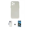 MARSİLYAN™- iPhone 12 Pro Max Kılıf Yadigar Yansıma Serisi - Siyah 34D Izgaralı Cam + Shine Kamera Lens - LT