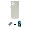 MARSİLYAN™- iPhone 12 Pro Max Kılıf Yadigar Yansıma Serisi - Siyah 34D Izgaralı Cam + Shine Kamera Lens Koruma Cam - SH