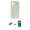MARSİLYAN™- iPhone 12 Pro Max Kılıf Yadigar Yansıma Serisi - Siyah 34D Izgaralı Cam + Renkli Kamera Lens Koruma Cam - TU