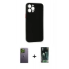 MARSİLYAN™- iPhone 12 Pro Max Kılıf Yadigar Yansıma Serisi - Siyah 360 Mat Full Body Arka Koruyucu + Yeşil Neon Fosforlu Kamera Lens