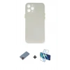 MARSİLYAN™- iPhone 12 Pro Max Kılıf Yadigar Yansıma Serisi - Siyah 3D Antistatik Cam Ekran Koruyucu + Metal Kamera Lens Koruma Cam - KI