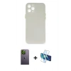 MARSİLYAN™- iPhone 12 Pro Max Kılıf Yadigar Yansıma Serisi - Siyah 3D Antistatik Cam Ekran Koruyucu + Neon Fosforlu Kamera Lens - YL