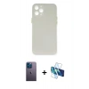 MARSİLYAN™- iPhone 12 Pro Max Kılıf Yadigar Yansıma Serisi - Siyah 3D Antistatik Cam Ekran Koruyucu + Neon Fosforlu Kamera Lens - MI