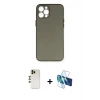 MARSİLYAN™- iPhone 12 Pro Max Kılıf Yadigar Yansıma Serisi - Siyah 3D Antistatik Cam Ekran Koruyucu + Shine Kamera Lens - GD