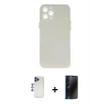 MARSİLYAN™- iPhone 12 Pro Max Kılıf Yadigar Yansıma Serisi - Siyah 3D Antistatik Hayalet Cam Ekran Koruyucu + Shine Kamera Lens - LT