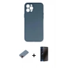 MARSİLYAN™- iPhone 12 Pro Max Kılıf Yadigar Yansıma Serisi - Siyah 3D Antistatik Hayalet Cam Ekran Koruyucu + Metal Kamera Lens Koruma Cam - KI