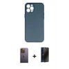 MARSİLYAN™- iPhone 12 Pro Max Kılıf Yadigar Yansıma Serisi - Siyah 3D Antistatik Hayalet Cam Ekran Koruyucu + Neon Fosforlu Kamera Lens - SI