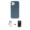 MARSİLYAN™- iPhone 12 Pro Max Kılıf Yadigar Yansıma Serisi - Siyah 3D Antistatik Hayalet Cam Ekran Koruyucu + Shine Kamera Lens - LT