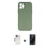 MARSİLYAN™- iPhone 12 Pro Max Kılıf Yadigar Yansıma Serisi - Siyah 3D Antistatik Hayalet Cam Ekran Koruyucu + Shine Kamera Lens - LT