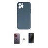 MARSİLYAN™- iPhone 12 Pro Max Kılıf Yadigar Yansıma Serisi - Siyah 3D Antistatik Hayalet Cam Ekran Koruyucu + Neon Fosforlu Kamera Lens - TU