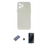 MARSİLYAN™- iPhone 12 Pro Max Kılıf Yadigar Yansıma Serisi - Siyah 3D Antistatik Hayalet Cam Ekran Koruyucu + Metal Kamera Lens Koruma Cam - GD