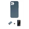 MARSİLYAN™- iPhone 12 Pro Max Kılıf Yadigar Yansıma Serisi - Siyah 3D Antistatik Hayalet Cam Ekran Koruyucu + Shine Kamera Lens Koruma Cam - SH