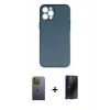 MARSİLYAN™- iPhone 12 Pro Max Kılıf Yadigar Yansıma Serisi - Siyah 3D Antistatik Hayalet Cam Ekran Koruyucu + Neon Fosforlu Kamera Lens - YL
