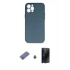 MARSİLYAN™- iPhone 12 Pro Max Kılıf Yadigar Yansıma Serisi - Siyah 3D Antistatik Hayalet Cam Ekran Koruyucu + Metal Kamera Lens Koruma Cam - GD