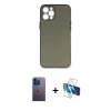 MARSİLYAN™- iPhone 12 Pro Max Kılıf Yadigar Yansıma Serisi - Siyah 3D Antistatik Seramik Nano Ekran Koruyucu + Neon Fosforlu Kamera Lens - MI