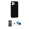 MARSİLYAN™- iPhone 12 Pro Max Kılıf Yadigar Yansıma Serisi - Siyah 3D Antistatik Seramik Nano Ekran Koruyucu + Neon Fosforlu Kamera Lens - SI