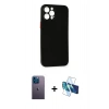MARSİLYAN™- iPhone 12 Pro Max Kılıf Yadigar Yansıma Serisi - Siyah 3D Antistatik Seramik Nano Ekran Koruyucu + Neon Fosforlu Kamera Lens - MI
