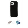 MARSİLYAN™- iPhone 12 Pro Max Kılıf Yadigar Yansıma Serisi - Siyah 3D Antistatik Seramik Nano Ekran Koruyucu + Shine Kamera Lens Koruma Cam - SABE