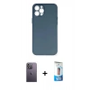MARSİLYAN™- iPhone 12 Pro Max Kılıf Yadigar Yansıma Serisi - Siyah 5D Eko Cam Ekran Koruyucu + Neon Fosforlu Kamera Lens - BZ