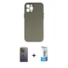 MARSİLYAN™- iPhone 12 Pro Max Kılıf Yadigar Yansıma Serisi - Siyah 5D Eko Cam Ekran Koruyucu + Neon Fosforlu Kamera Lens - YL