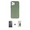 MARSİLYAN™- iPhone 12 Pro Max Kılıf Yadigar Yansıma Serisi - Siyah 6D Mat Seramik Hayalet Nano Ekran Koruyucu + Neon Fosforlu Kamera Lens - YL