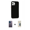 MARSİLYAN™- iPhone 12 Pro Max Kılıf Yadigar Yansıma Serisi - Siyah 6D Mat Seramik Hayalet Nano Ekran Koruyucu + Neon Fosforlu Kamera Lens - MI