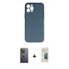 MARSİLYAN™- iPhone 12 Pro Max Kılıf Yadigar Yansıma Serisi - Siyah 6D Mat Seramik Hayalet Nano Ekran Koruyucu + Neon Fosforlu Kamera Lens - YL