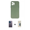 MARSİLYAN™- iPhone 12 Pro Max Kılıf Yadigar Yansıma Serisi - Siyah 6D Mat Seramik Hayalet Nano Ekran Koruyucu + Neon Fosforlu Kamera Lens - MI