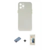 MARSİLYAN™- iPhone 12 Pro Max Kılıf Yadigar Yansıma Serisi - Siyah 6D Mat Seramik Hayalet Nano Ekran Koruyucu + Pembe Shine Kamera Lens Koruma Cam