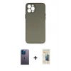 MARSİLYAN™- iPhone 12 Pro Max Kılıf Yadigar Yansıma Serisi - Siyah 6D Mat Seramik Hayalet Nano Ekran Koruyucu + Neon Fosforlu Kamera Lens - MI