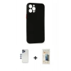 MARSİLYAN™- iPhone 12 Pro Max Kılıf Yadigar Yansıma Serisi - Siyah 6D Mat Seramik Hayalet Nano Ekran Koruyucu + Shine Kamera Lens - LT